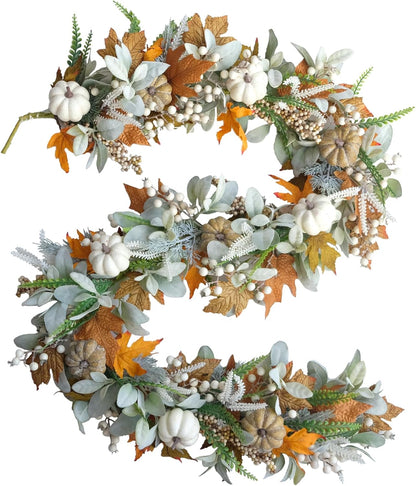 MapleCharm™ | Herbstkranz mit Kürbis Ahornblättern