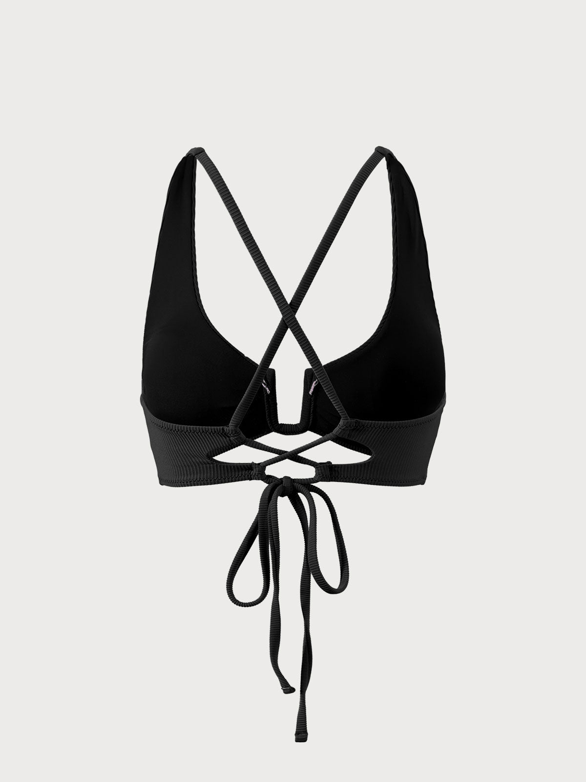 Midnight Allure™ | Schwarz U-Ring Kreuz Rücken Bikini Top