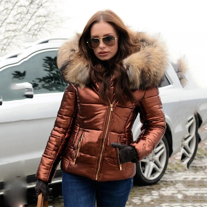 50% Rabatt | Margarete™ | Damen Winterjacke mit Kapuze und Kunstfellfutter