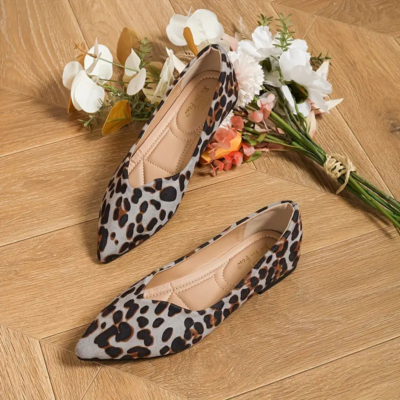 Ingrid™ | Elegante spitze Ballerinas mit Leopardenmuster